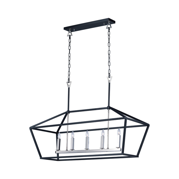 Abode Linear Suspension Light in Textured Black/Polished Nickel.