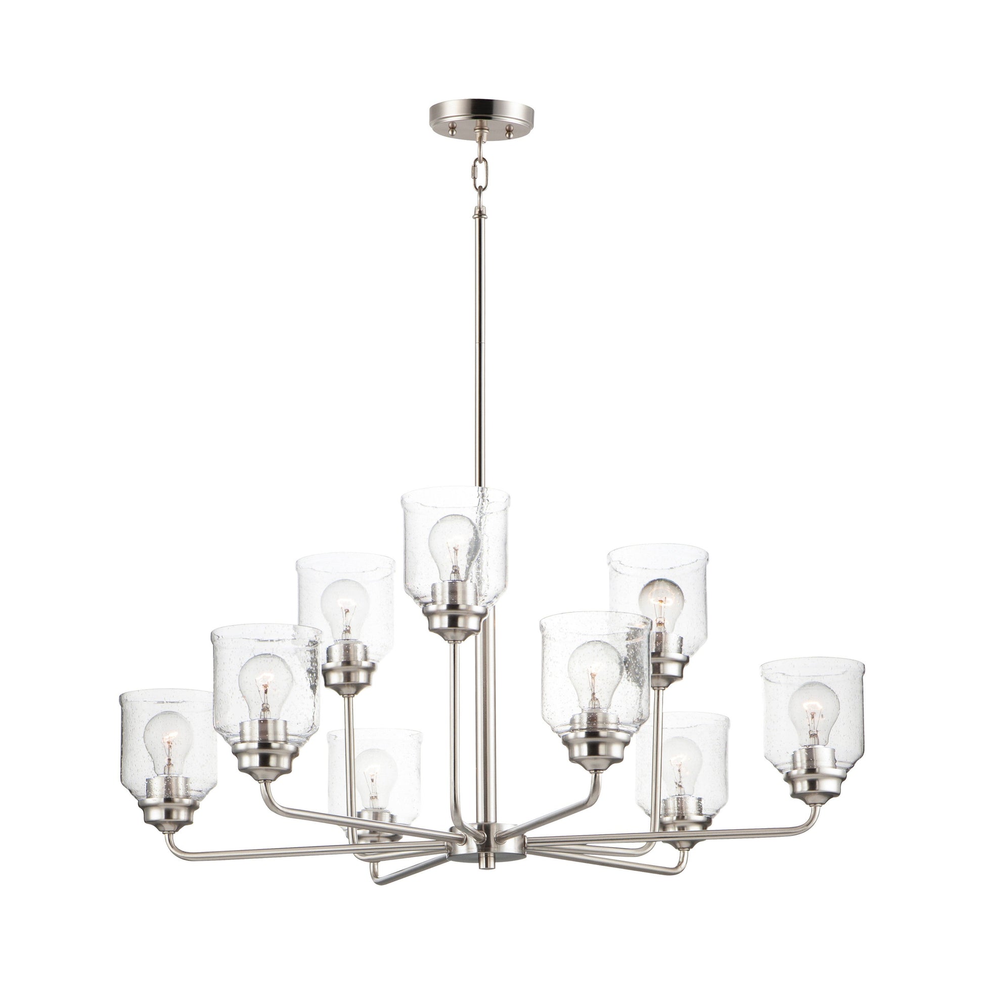Acadia Chandelier in Satin Nickel (9-Light).