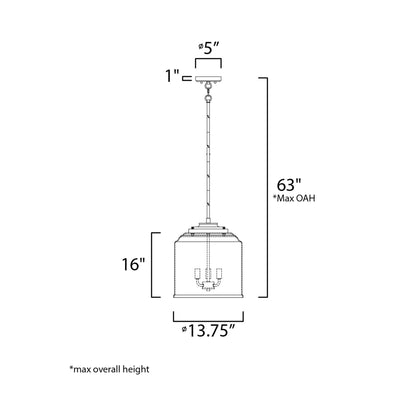 Acadia Pendant Light - line drawing.