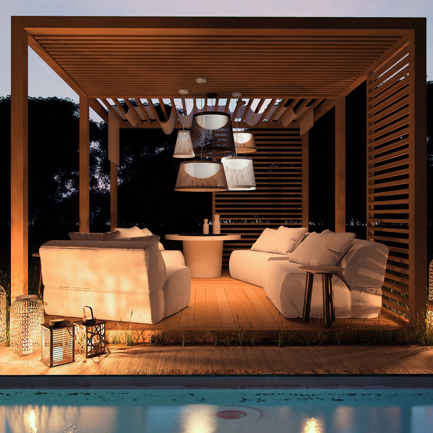 Bahama Outdoor LED Pendant Light in Outside Area.