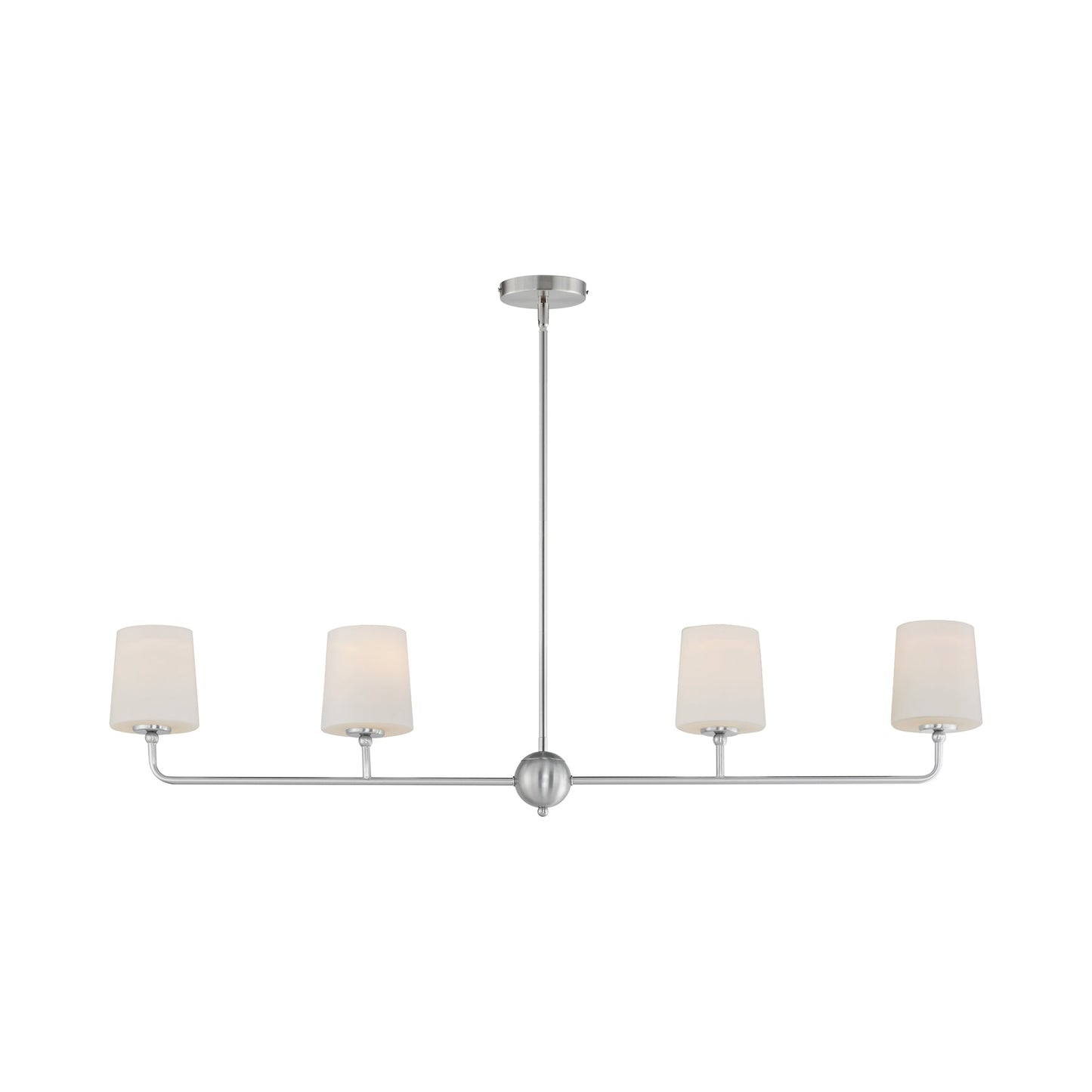 Bristol Linear Pendant Light in Satin Nickel.