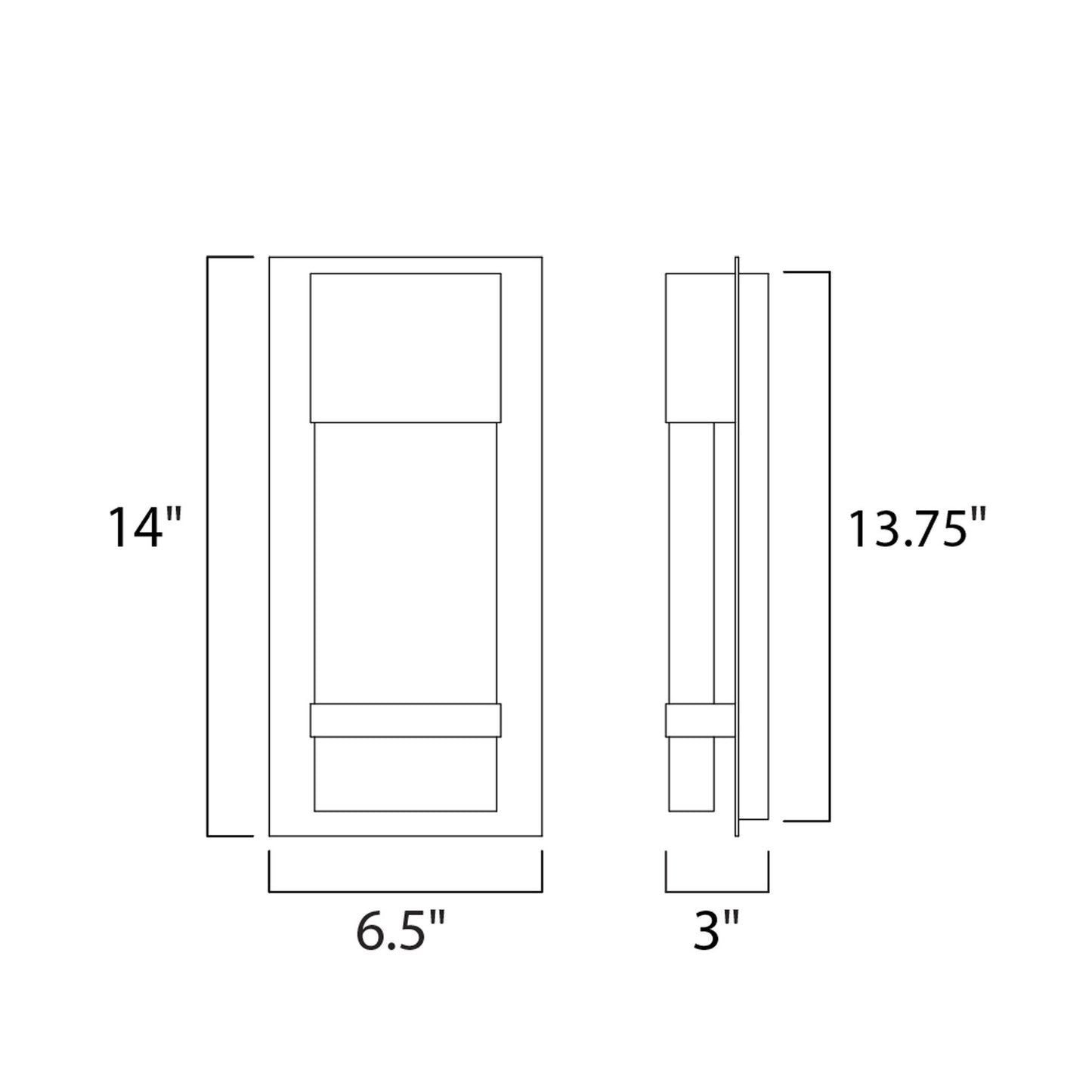 Cascade Outdoor LED Wall Light - line drawing.