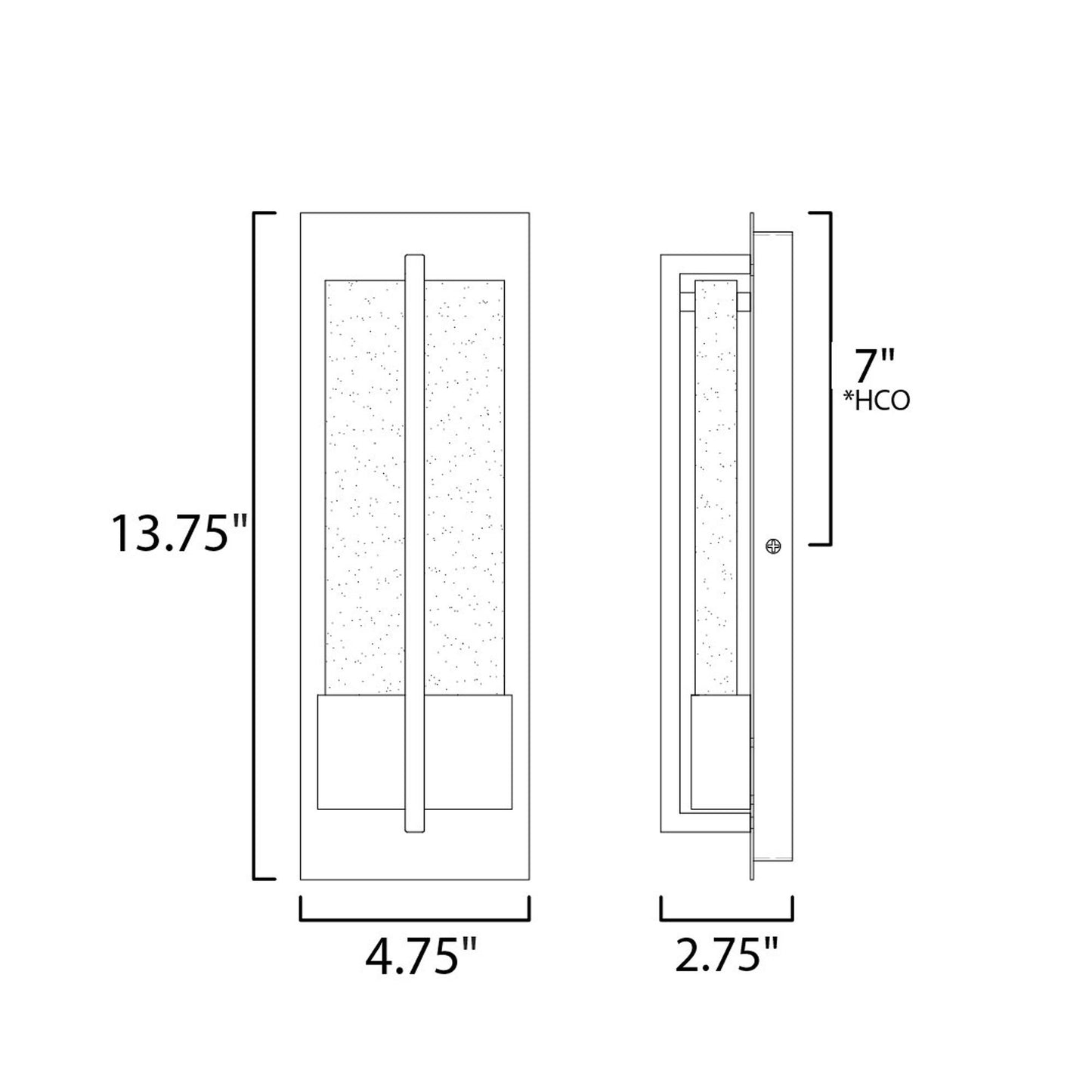 Cascade Outdoor LED Wall Light - line drawing.