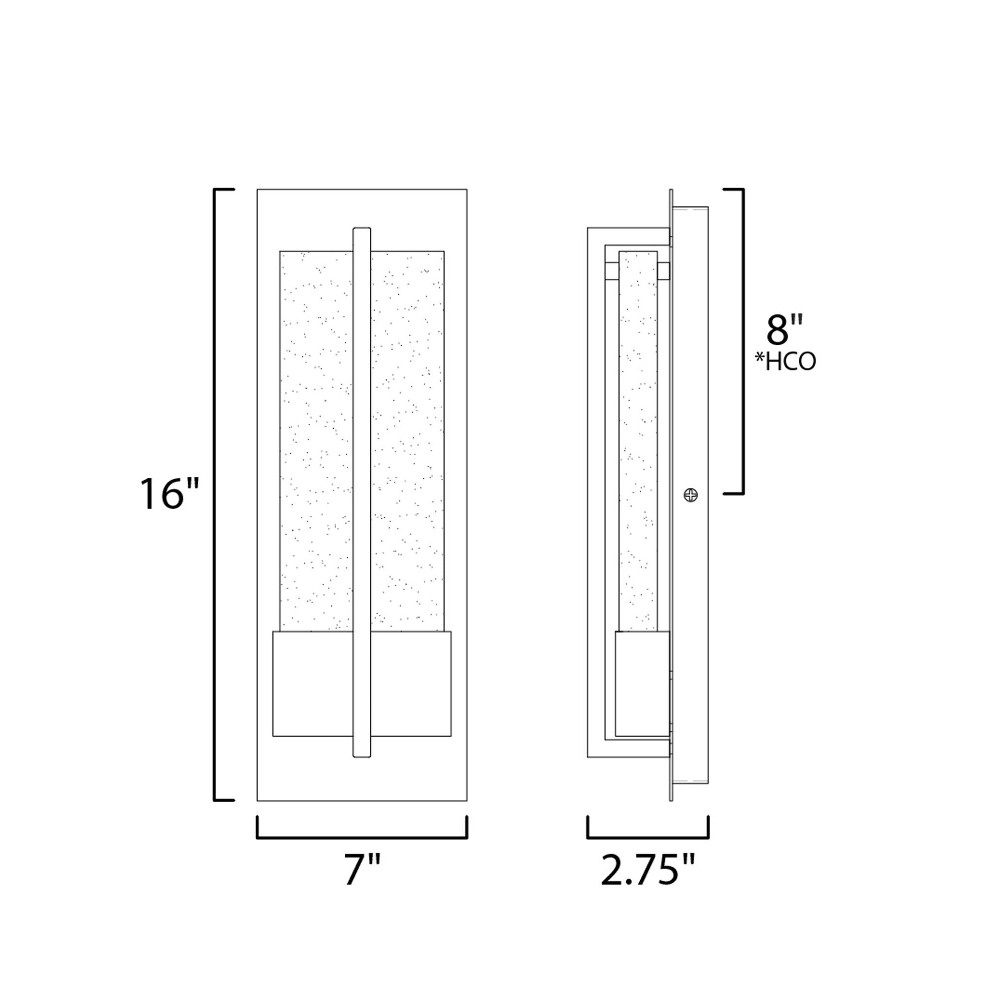 Cascade Outdoor LED Wall Light - line drawing.