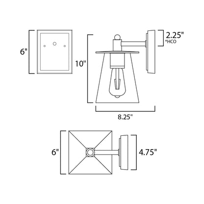 Chalet Outdoor LED Wall Light - line drawing.