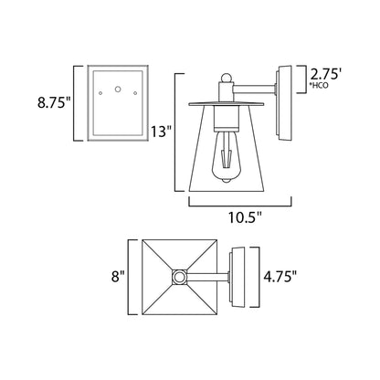 Chalet Outdoor LED Wall Light - line drawing.