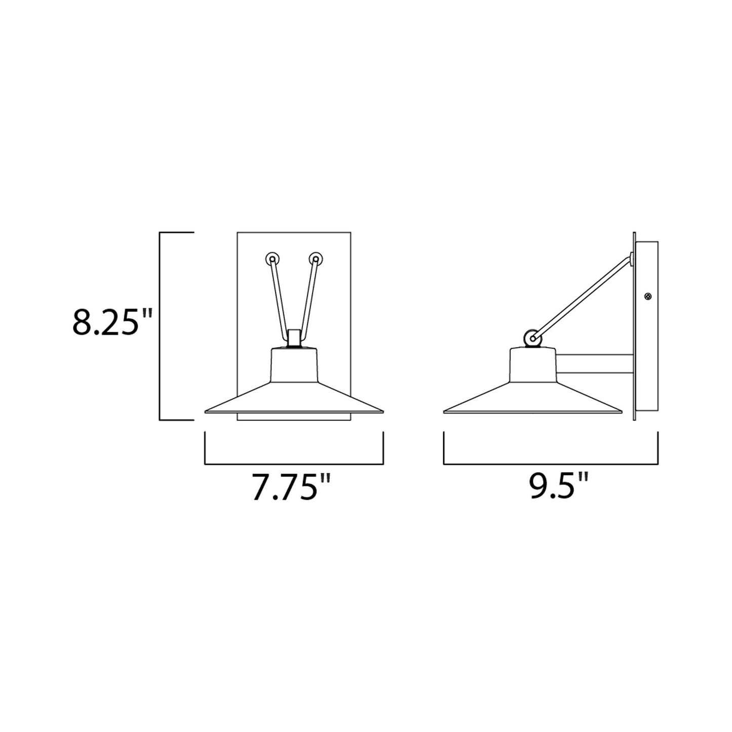 Civic Outdoor LED Wall Light - line drawing.