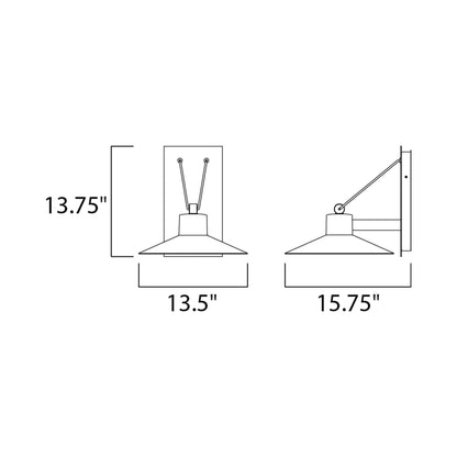 Civic Outdoor LED Wall Light - line drawing.