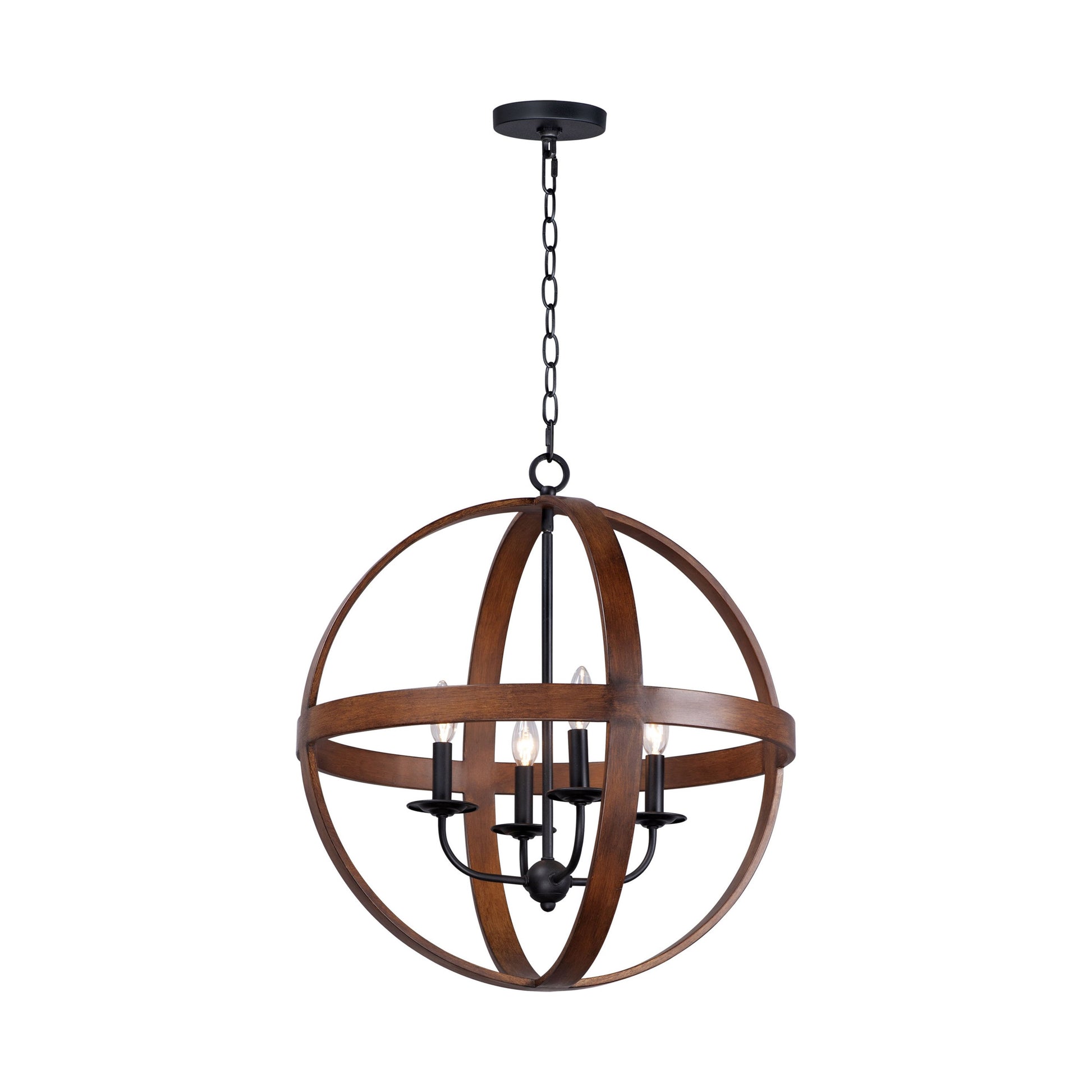 Compass Pendant Light in 4-Light/Antique Pecan/Black.
