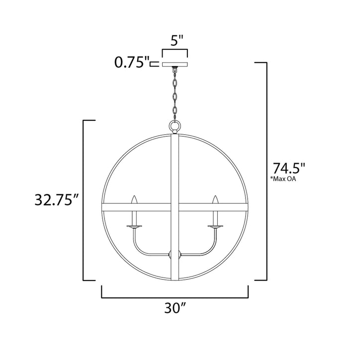 Compass Pendant Light - line drawing.