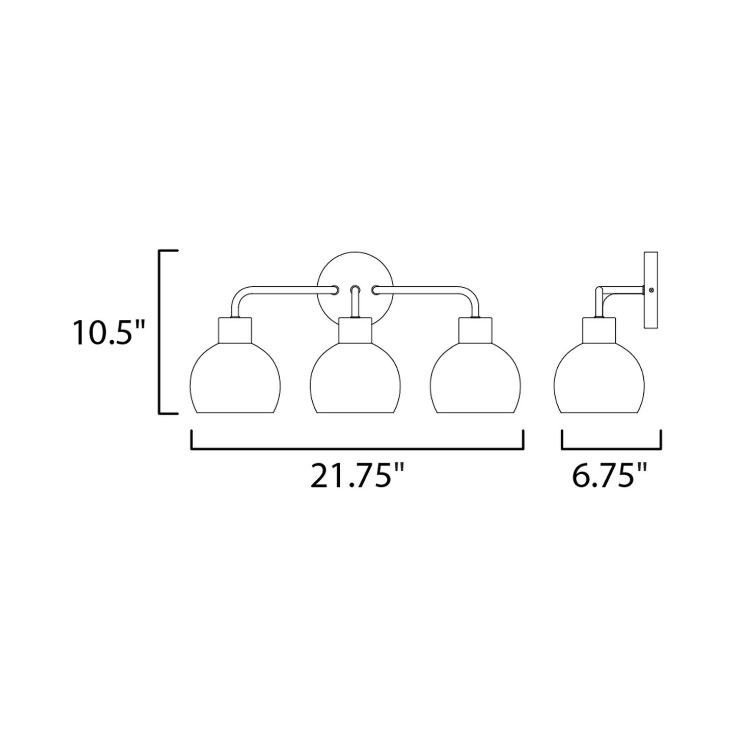 Coraline Bath Vanity Light - line drawing.