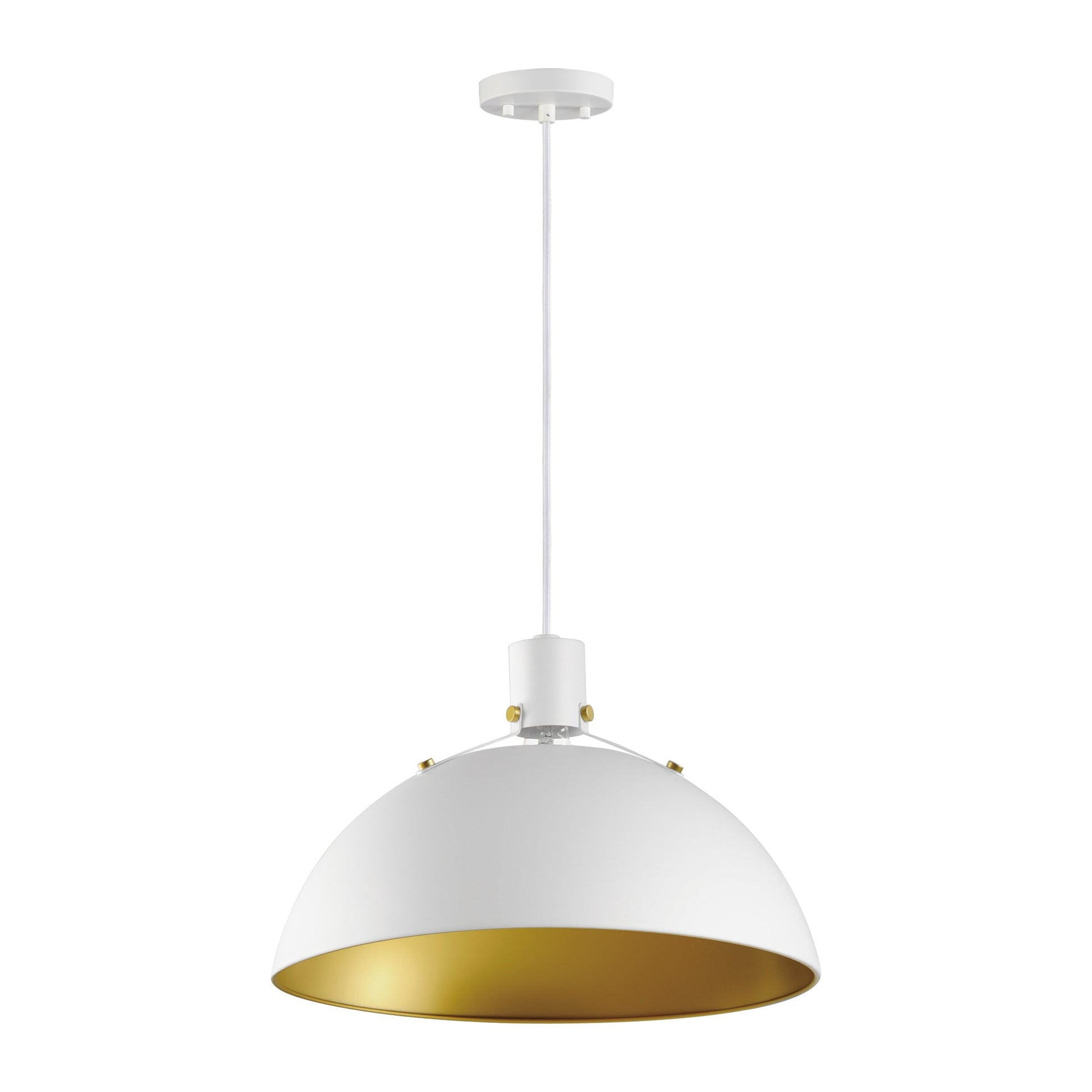 Dawn Pendant Light in White/Satin Brass (Large).
