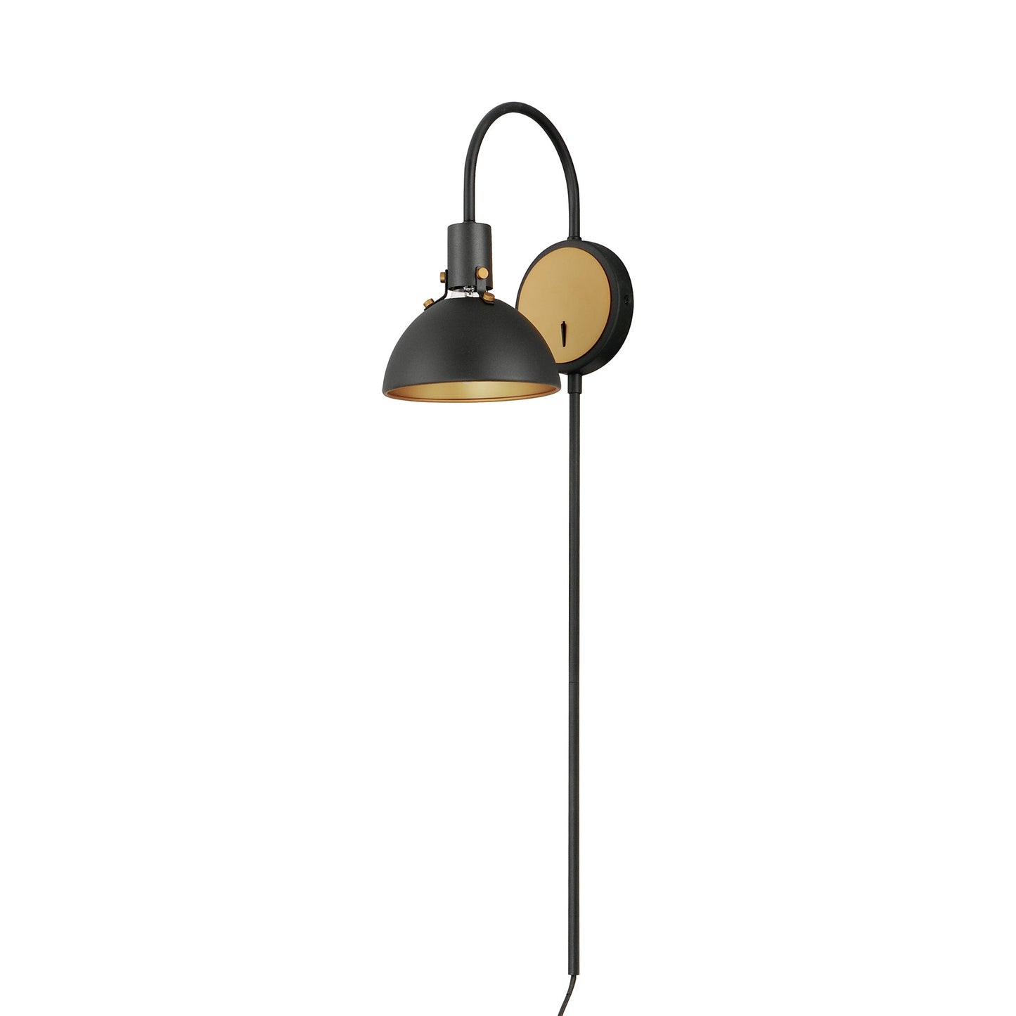 Dawn Plug-In Wall Light in Antique Brass/Black.