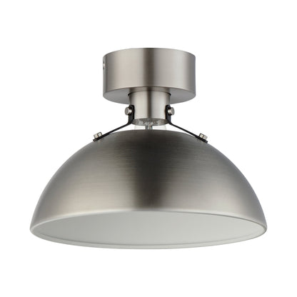 Dawn Semi Flush Mount Ceiling Light in Satin Nickel.