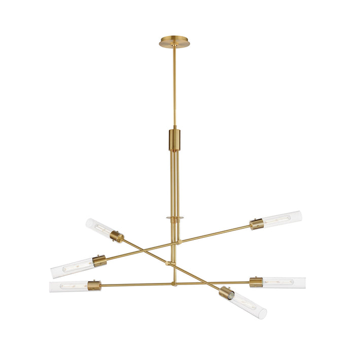 Equilibrium LED Multi Light Pendant Light in Natural Aged Brass.
