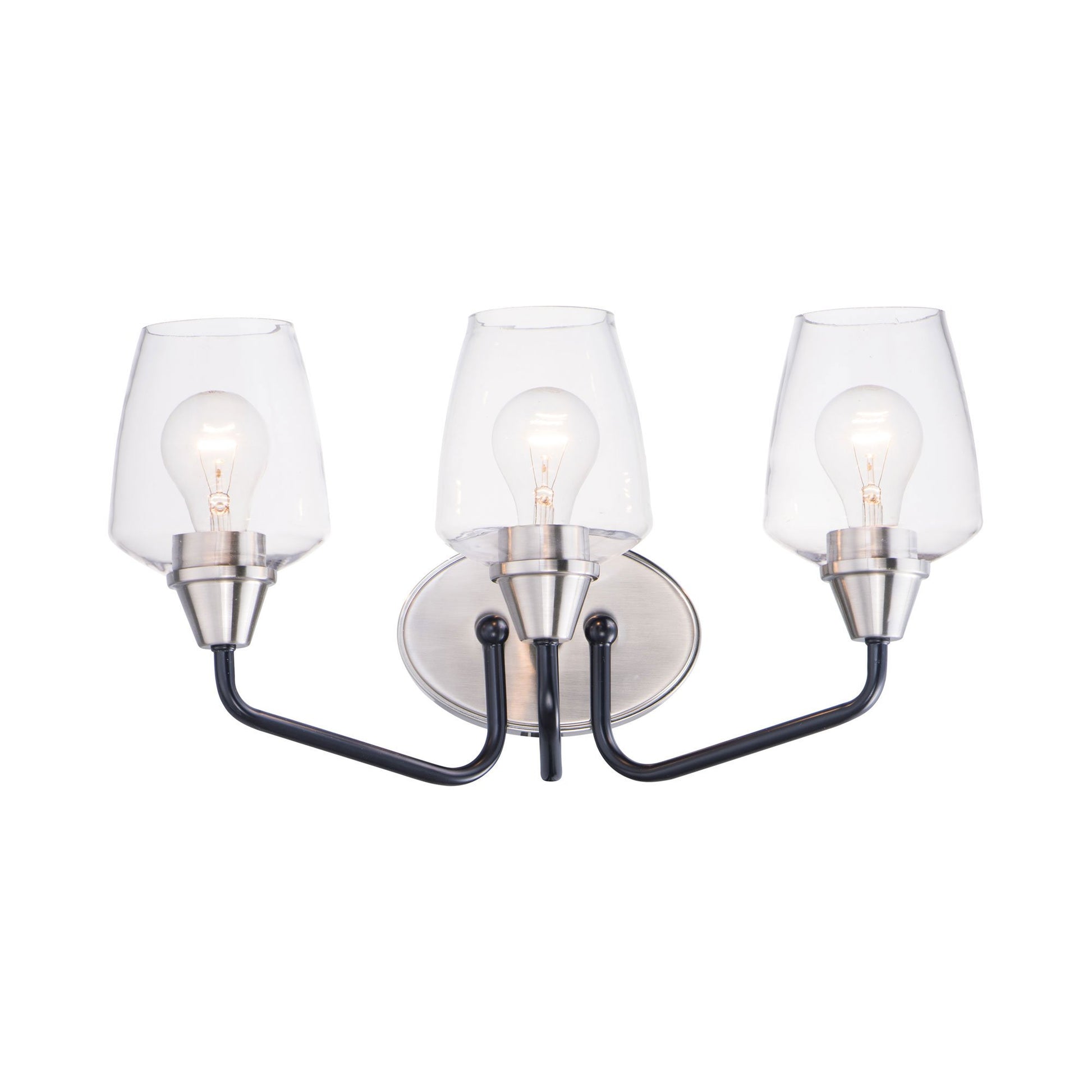 Goblet Bath Vanity Light in Black/Satin Nickel (3-Light).
