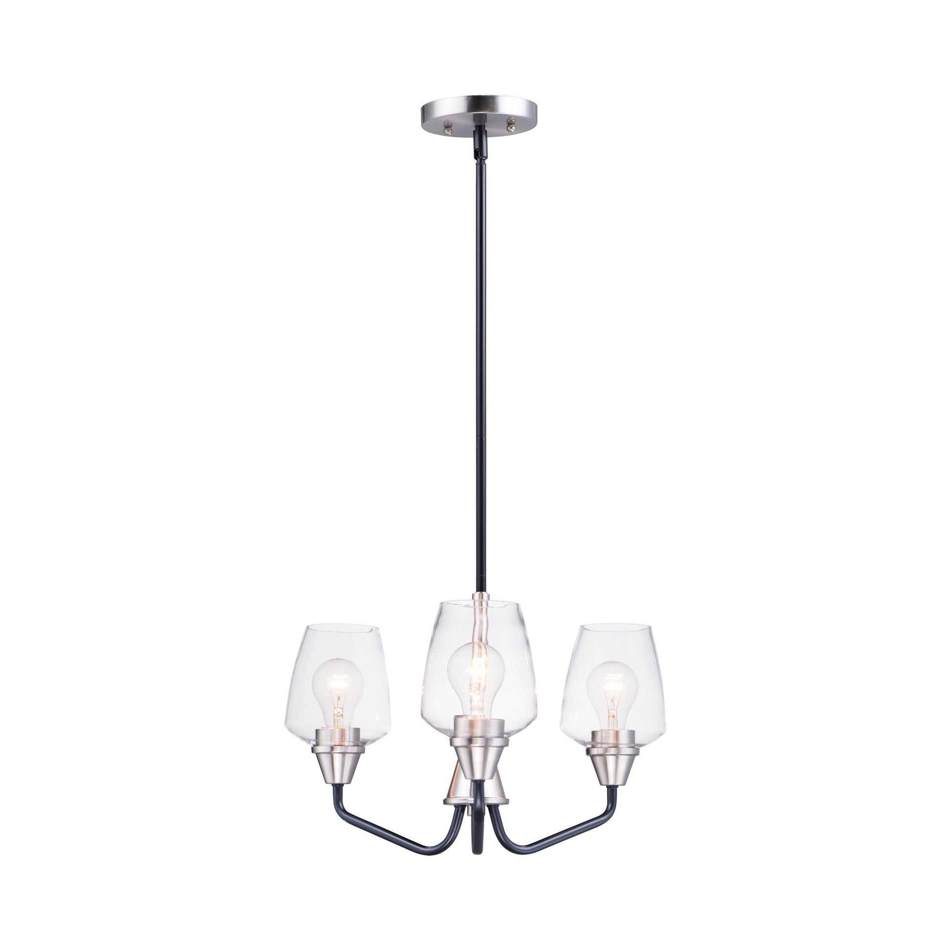 Goblet Chandelier in Black/Satin Nickel (3-Light).