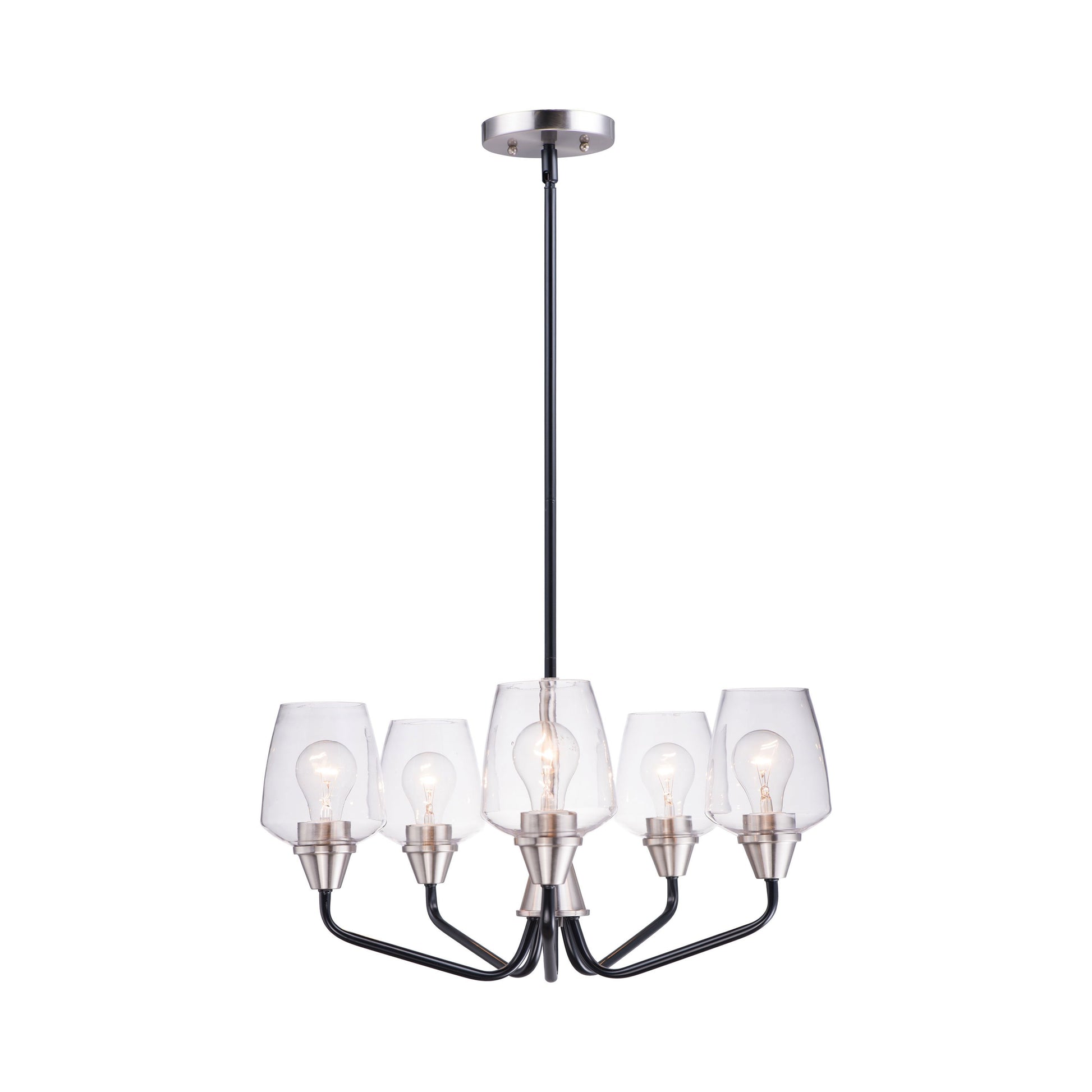 Goblet Chandelier in Black/Satin Nickel (5-Light).