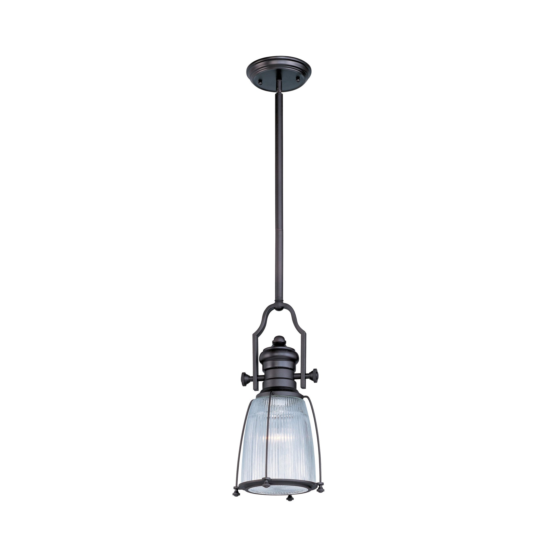 Hi-Bay Pendant Light in Clear Halophane/Bronze (18-Inch).