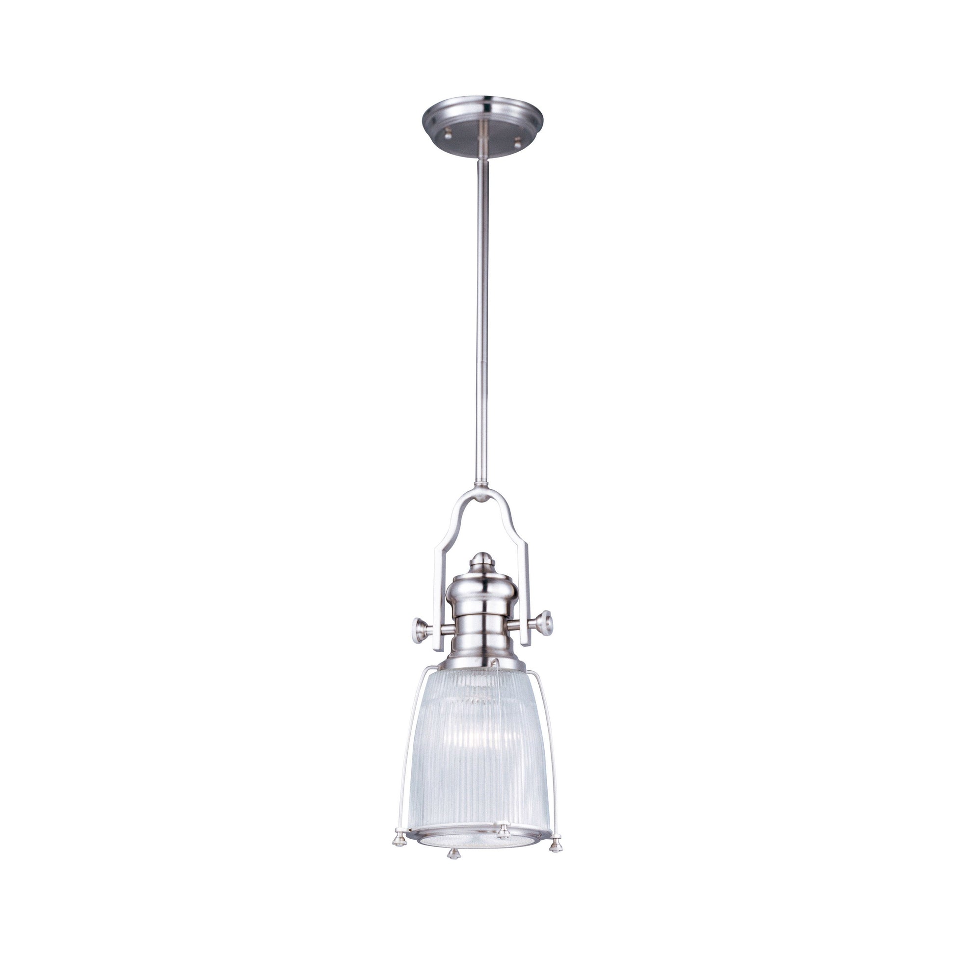 Hi-Bay Pendant Light in Clear Halophane/Satin Nickel (18-Inch).