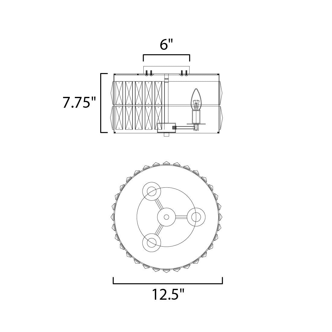 Madeline Flush Mount Ceiling Light - line drawing.