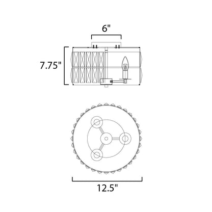 Madeline Flush Mount Ceiling Light - line drawing.