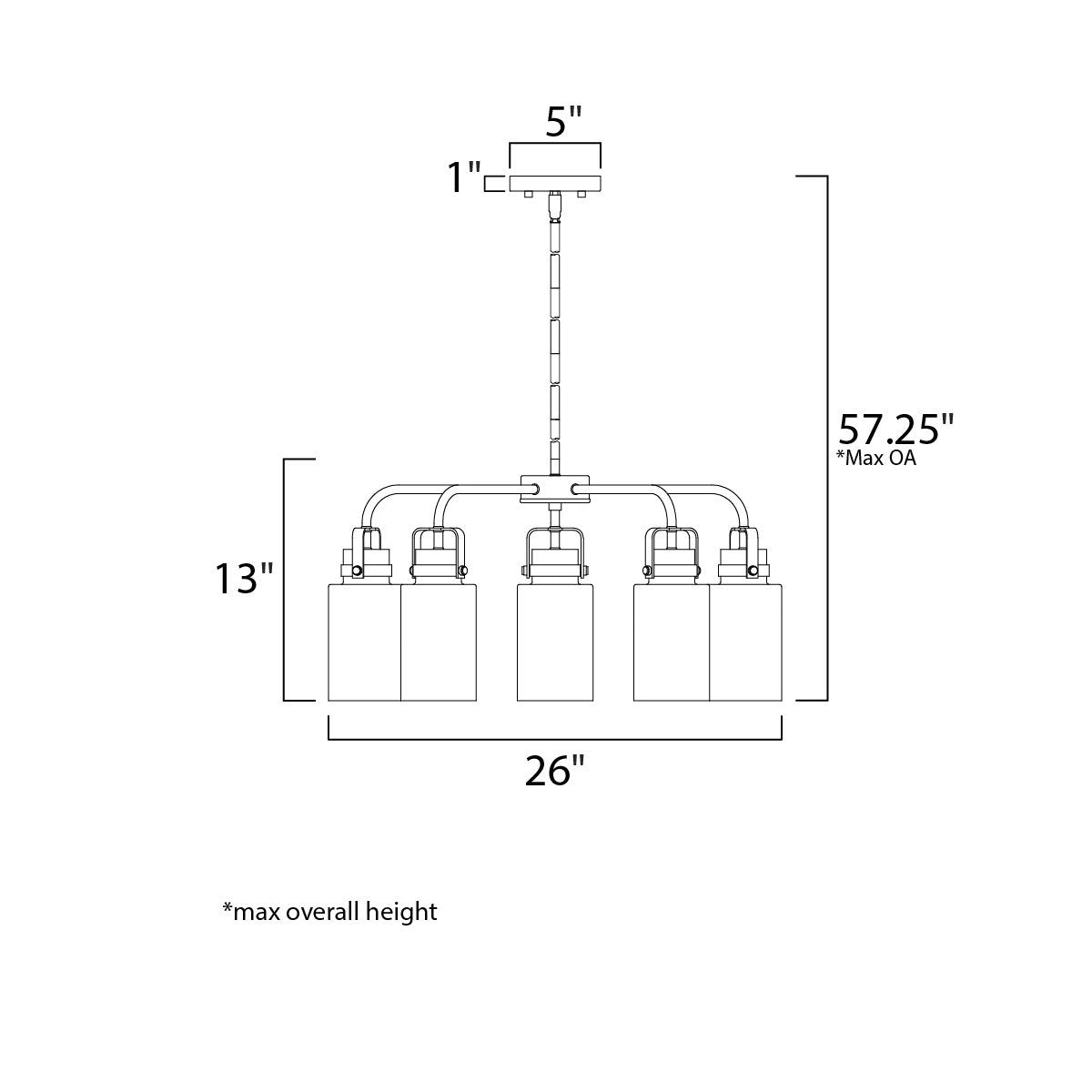 Magnolia Multi Light Pendant Light - line drawing.