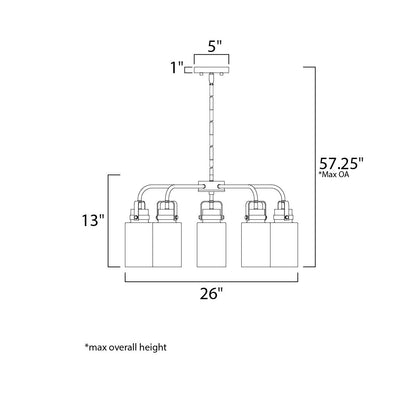 Magnolia Multi Light Pendant Light - line drawing.