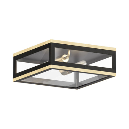 Neoclass Outdoor Flush Mount Ceiling Light in Black/Gold.