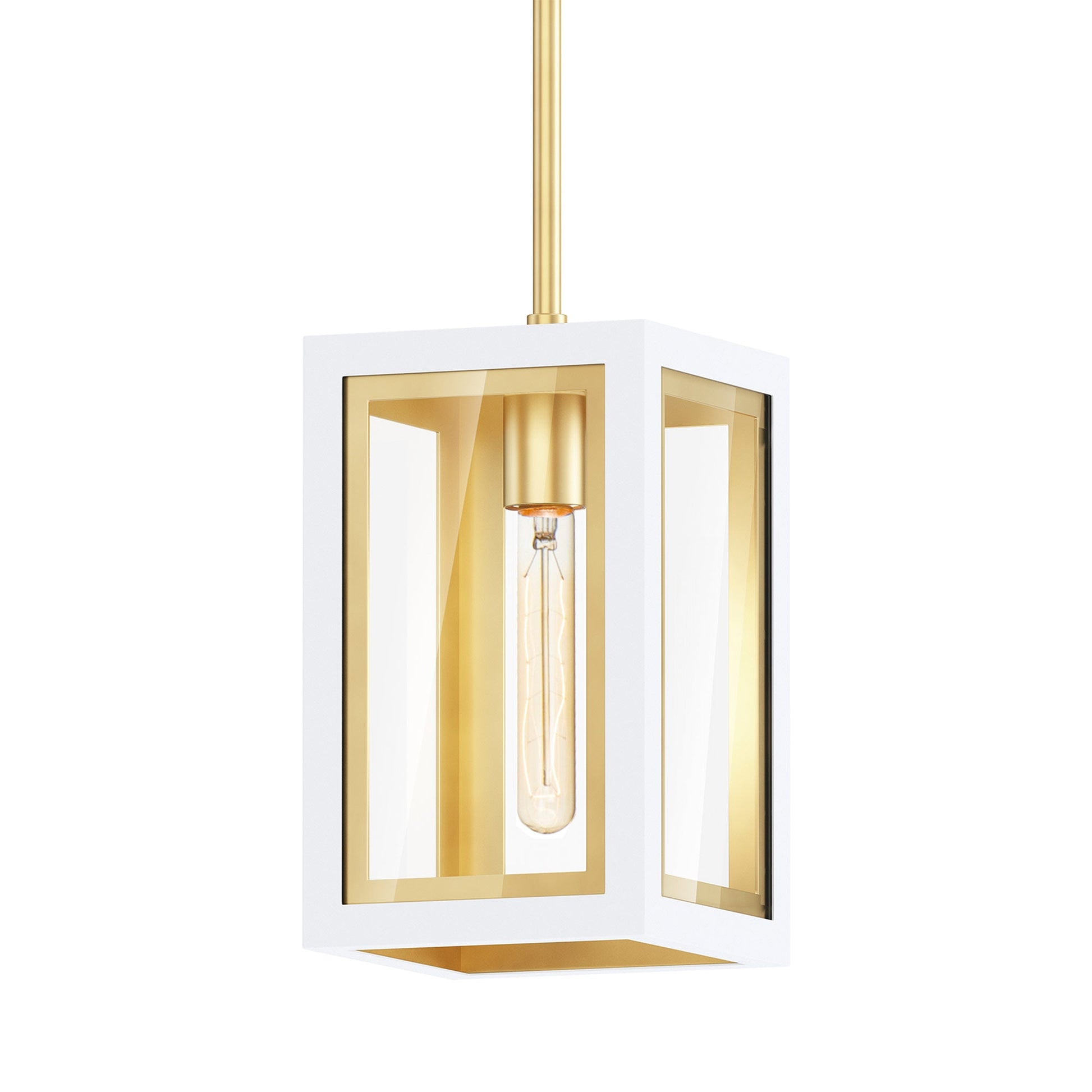 Neoclass Outdoor Pendant Light in White/Gold (1-Light).