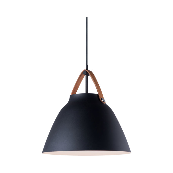 Nordic Dome Pendant Light in Tan Leather/Black (Medium).
