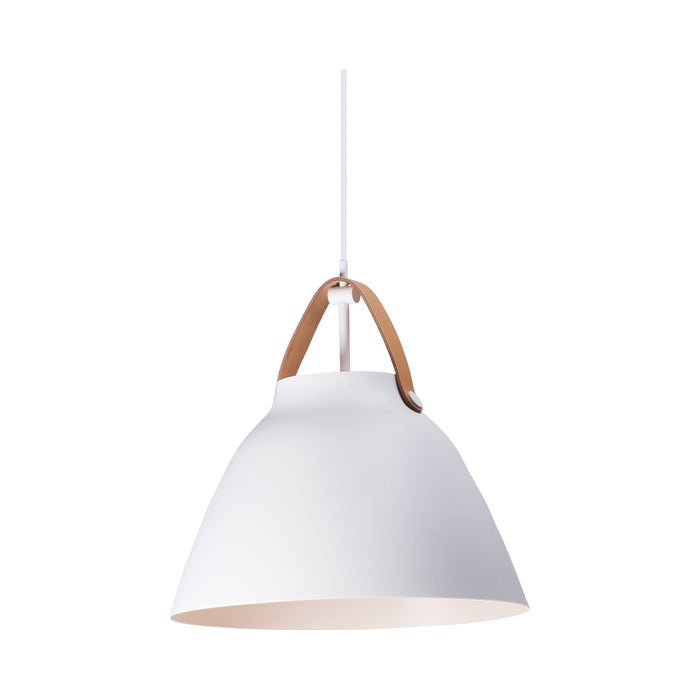 Nordic Dome Pendant Light in Tan Leather/White (Medium).