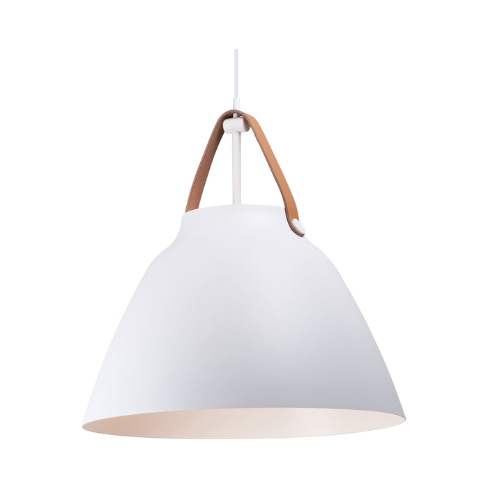 Nordic Dome Pendant Light in Tan Leather/White (Large).