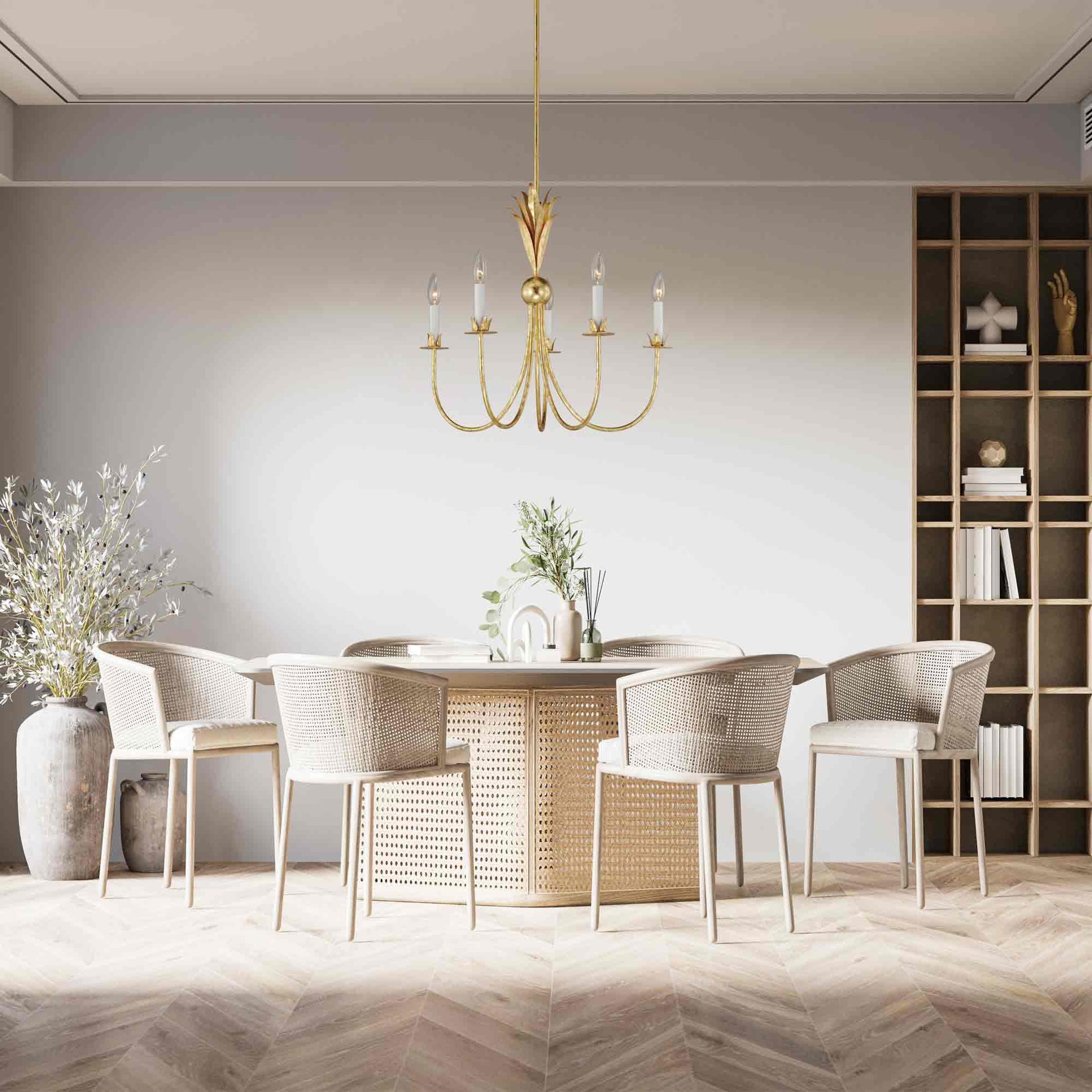 Paloma Chandelier Light in dining room.