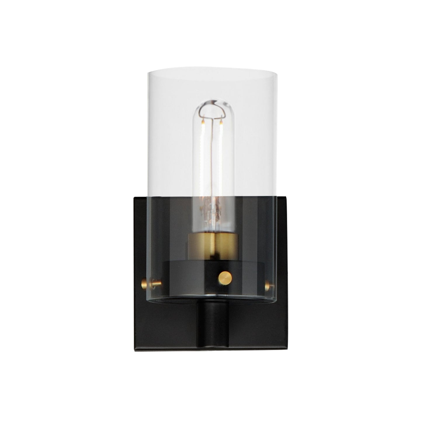 Pinn Wall Light in Black/Satin Brass.