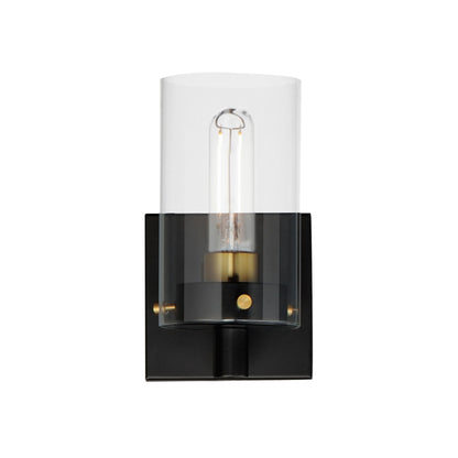 Pinn Wall Light in Black/Satin Brass.