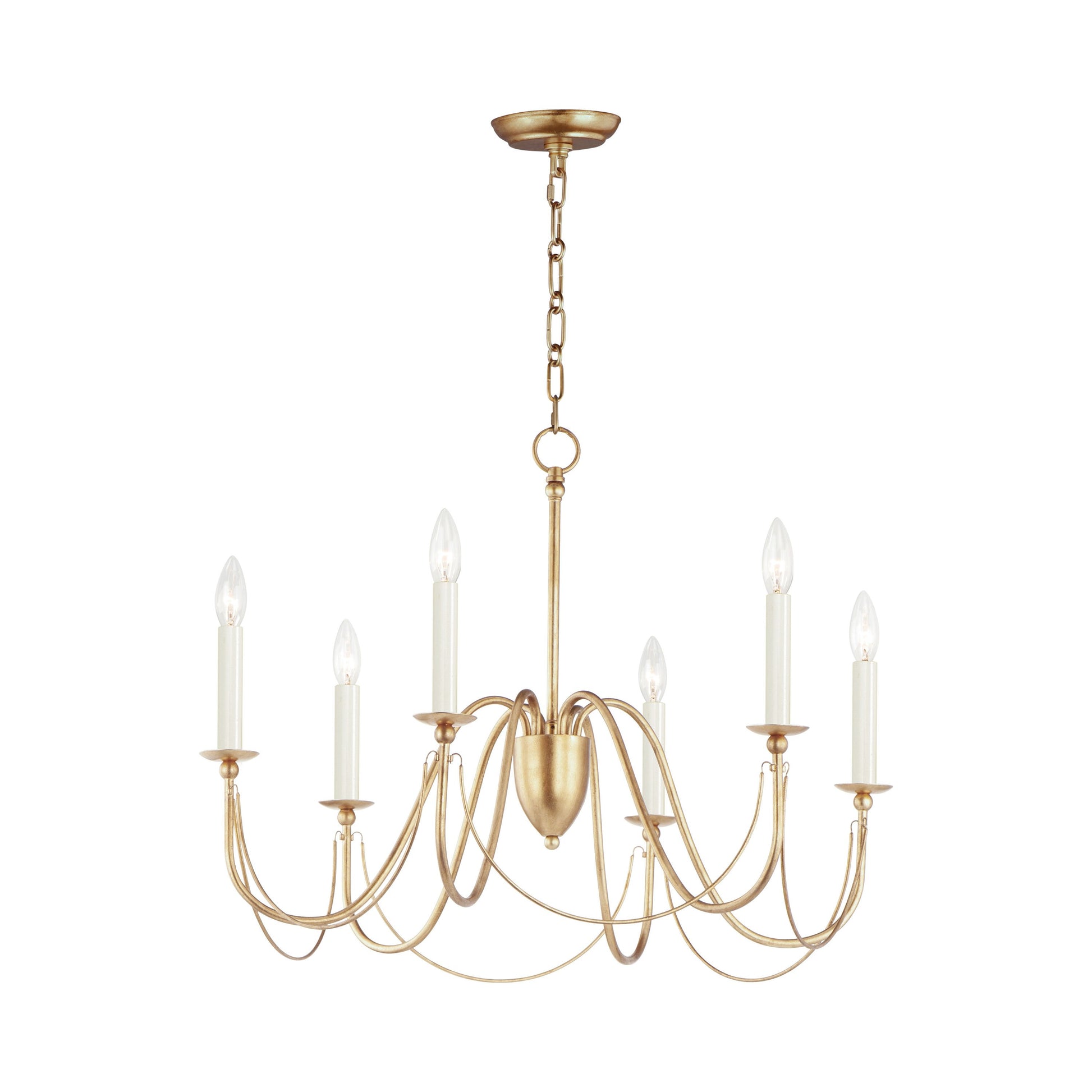 Plumette Chandelier in Gold Leaf (6-Light/None).