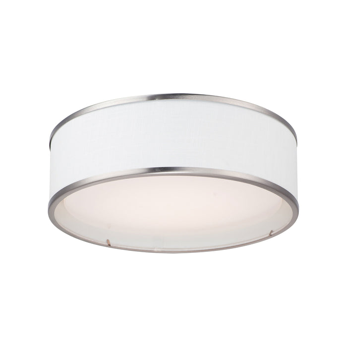 Prime LED Flush Mount Ceiling Light in White Linen/Satin Nickel (Small).
