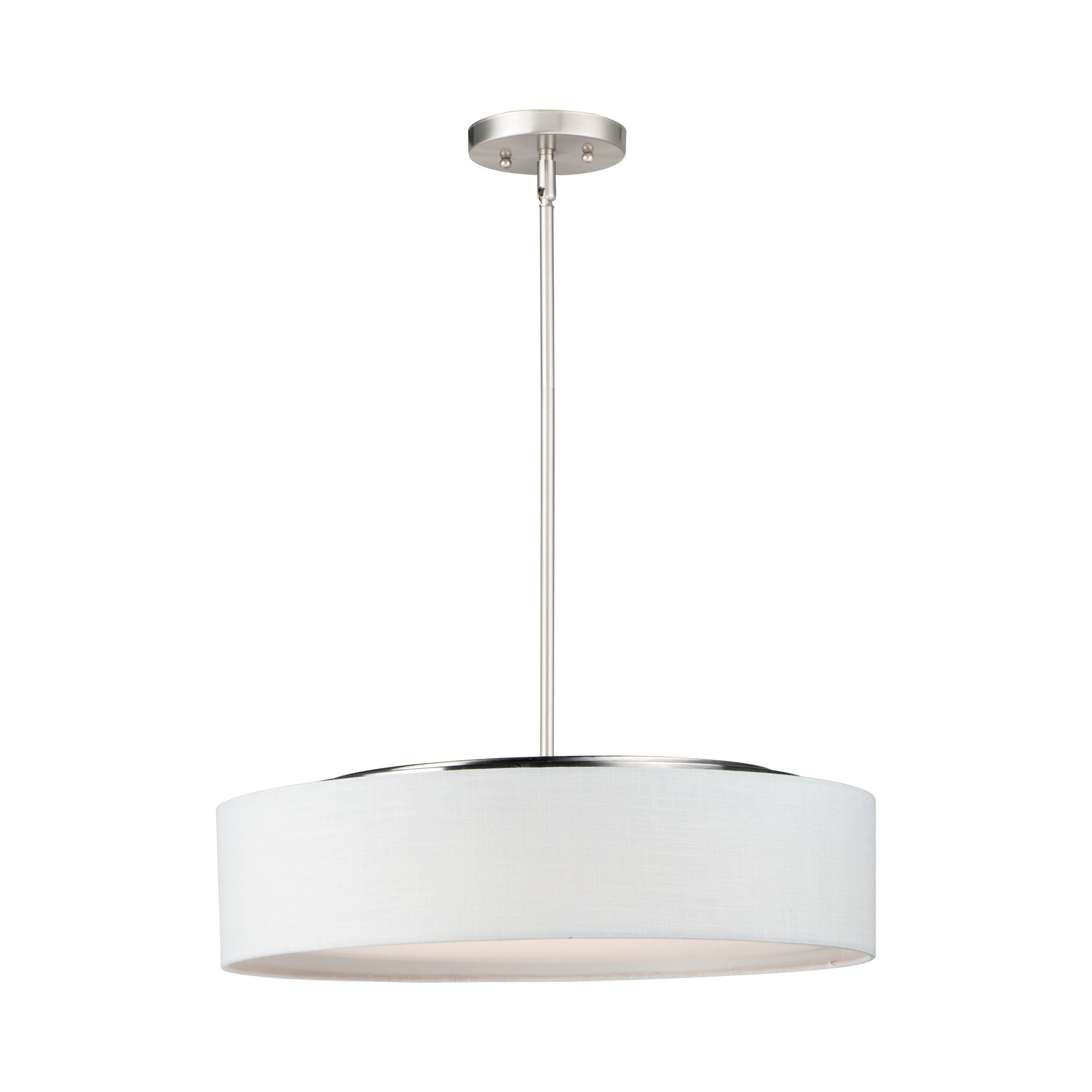 Prime LED Pendant Light in Satin Nickel/White Linen (Large).