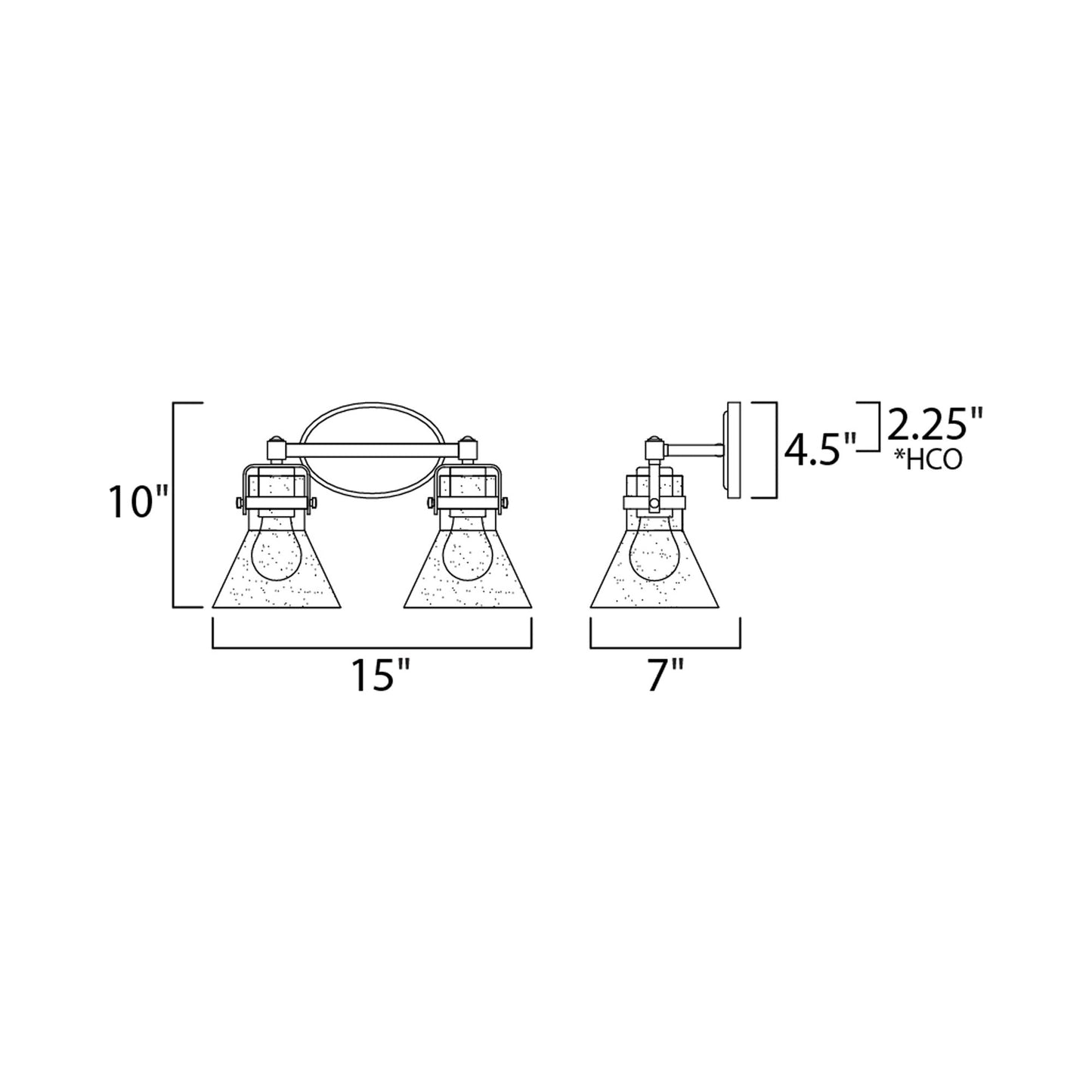 Seafarer Bath Vanity Light - line drawing.