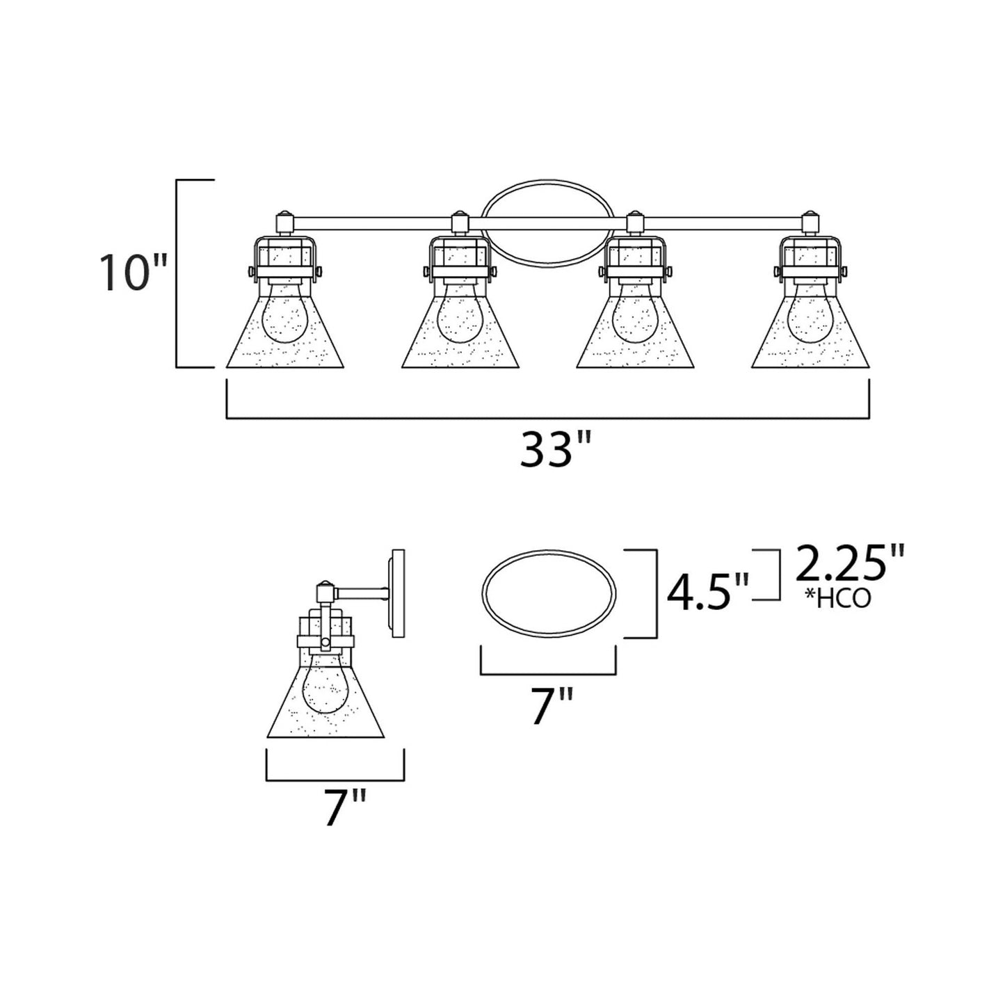 Seafarer Bath Vanity Light - line drawing.