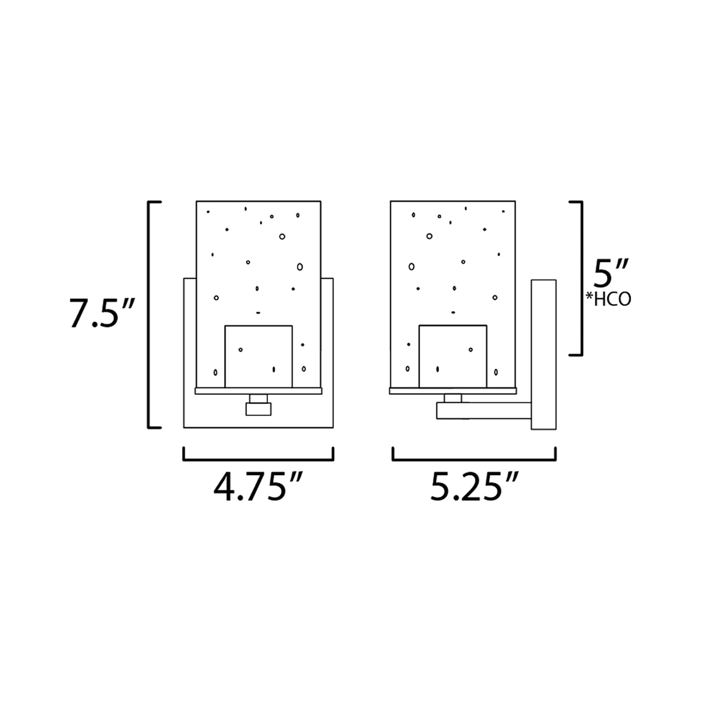 Sleek Bath Wall Light - line drawing.