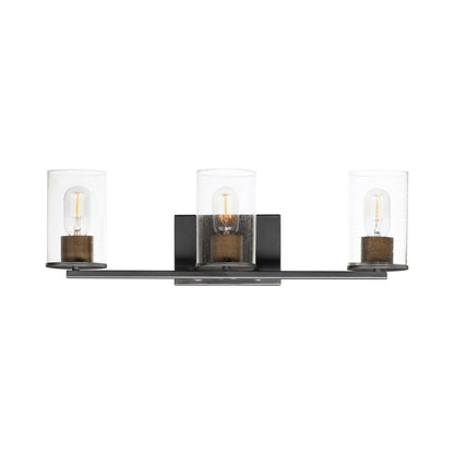 Sleek Vanity Wall Light in Antique Brass/Black (3-Light).