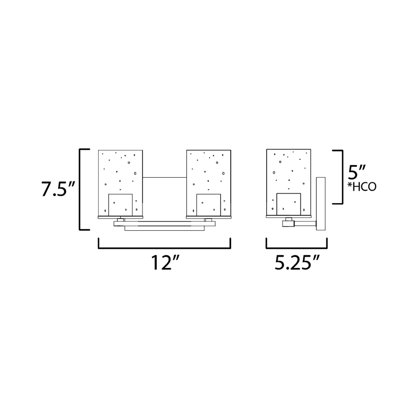 Sleek Vanity Wall Light - line drawing.