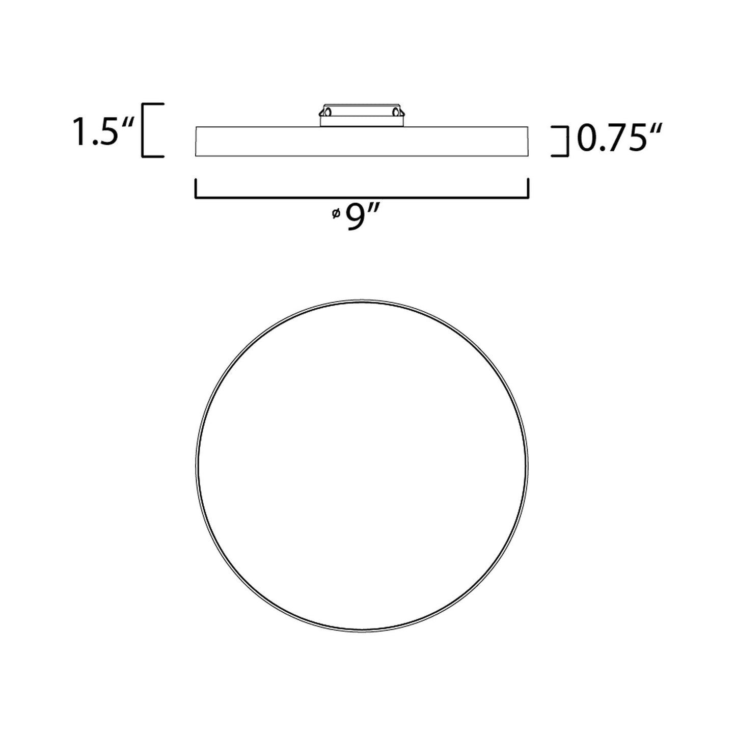 Trim LED Flush Mount Ceiling Light - line drawing.