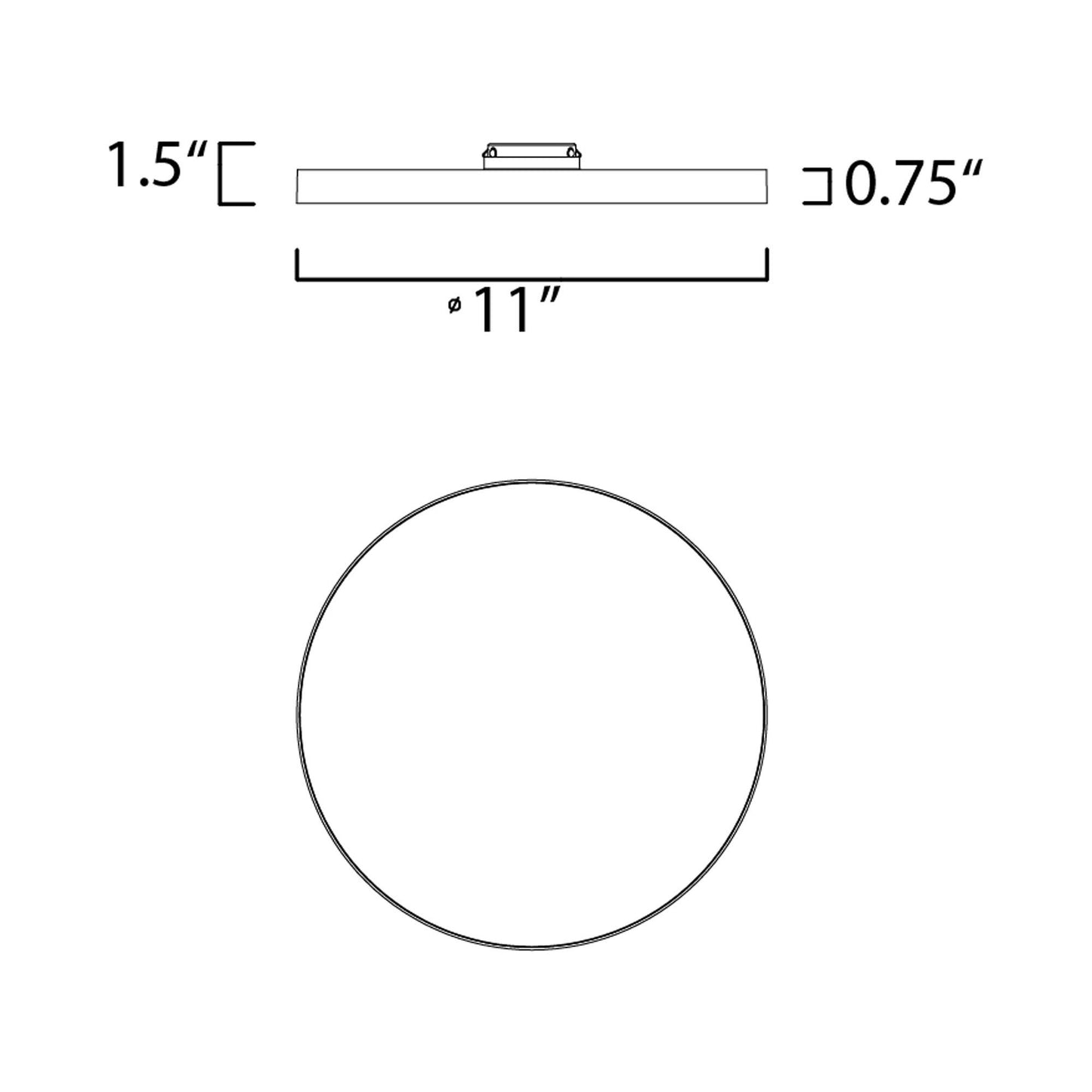 Trim LED Flush Mount Ceiling Light - line drawing.