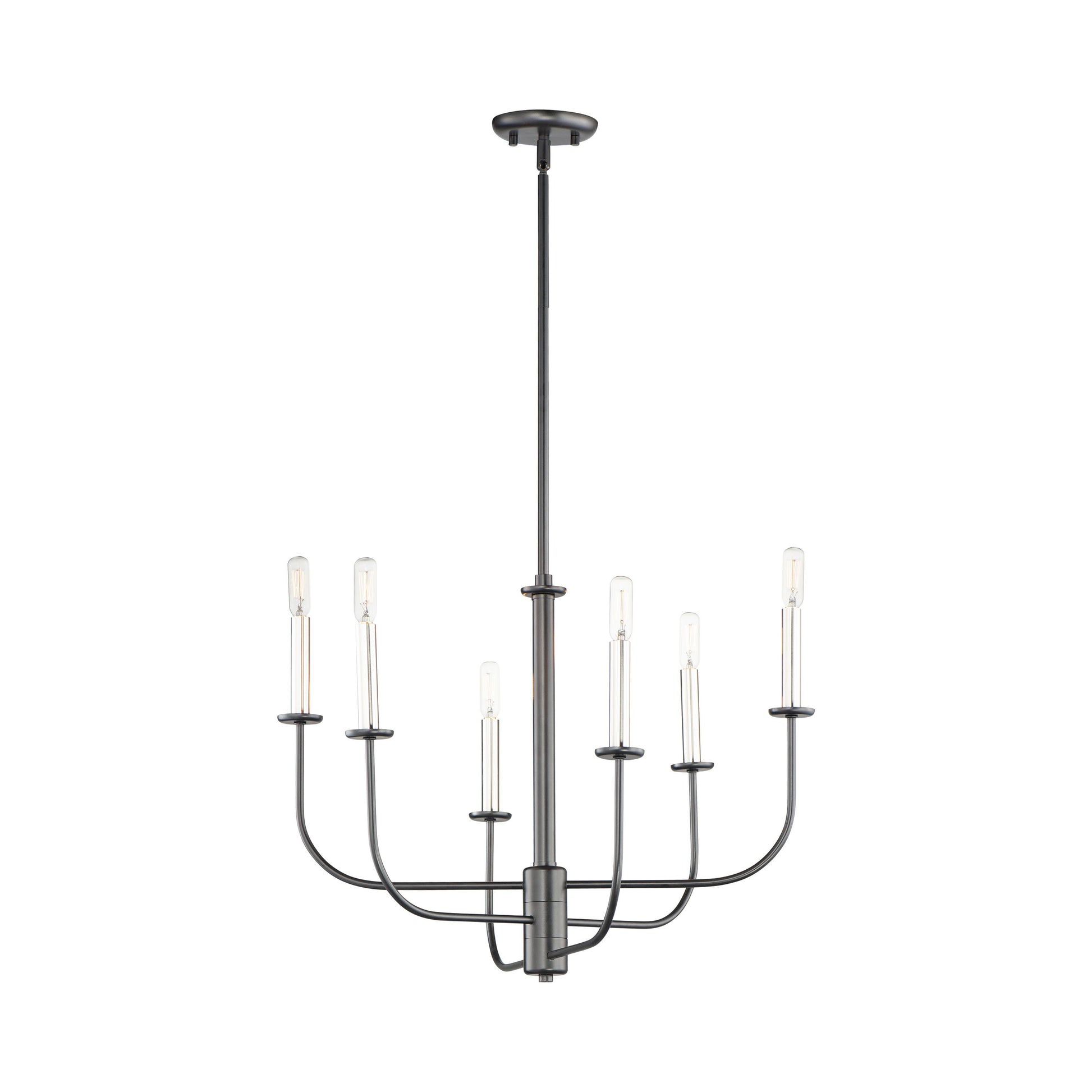 Wesley Chandelier in Black/Satin Nickel (6-Light).
