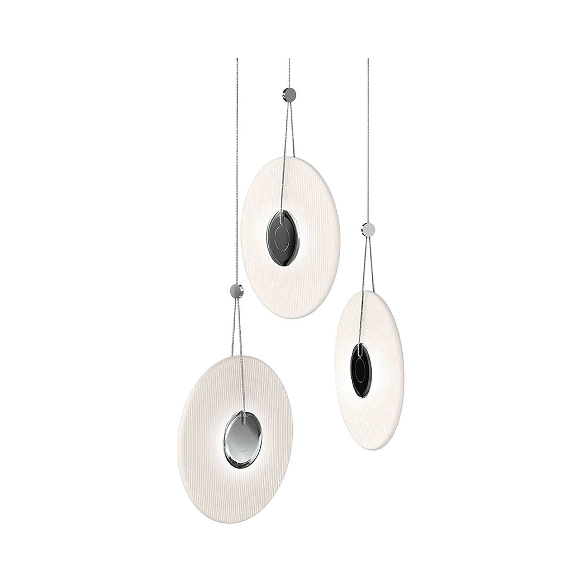 Meclisse™ Multi Light LED Pendant Light in Polished Chrome/Etched Glass (3-Light).