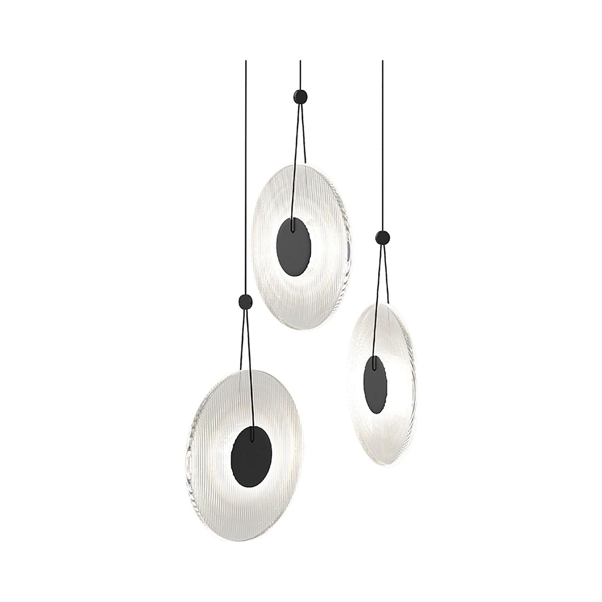 Meclisse™ Multi Light LED Pendant Light in Satin Black/Clear Glass (3-Light).