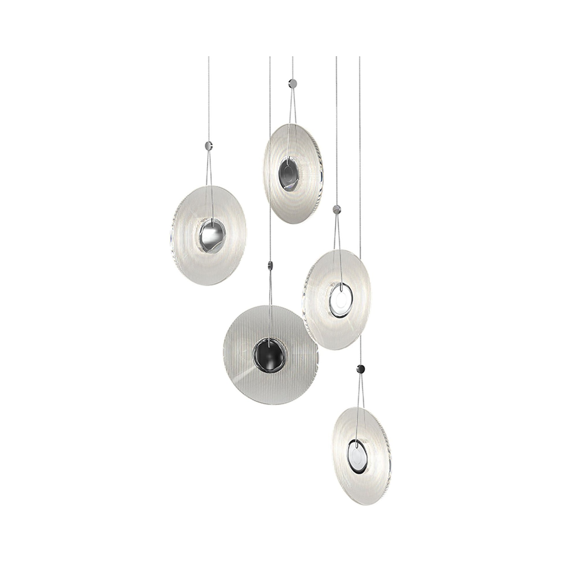 Meclisse™ Multi Light LED Pendant Light in Polished Chrome/Clear Glass (5-Light).